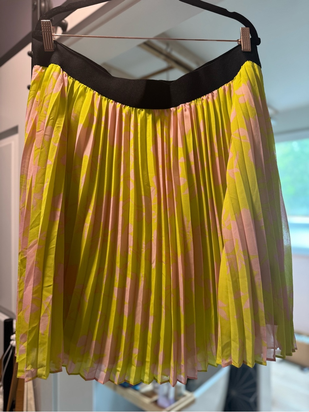 torrid Neon Yellow & Pink Pleated Skater Skirt